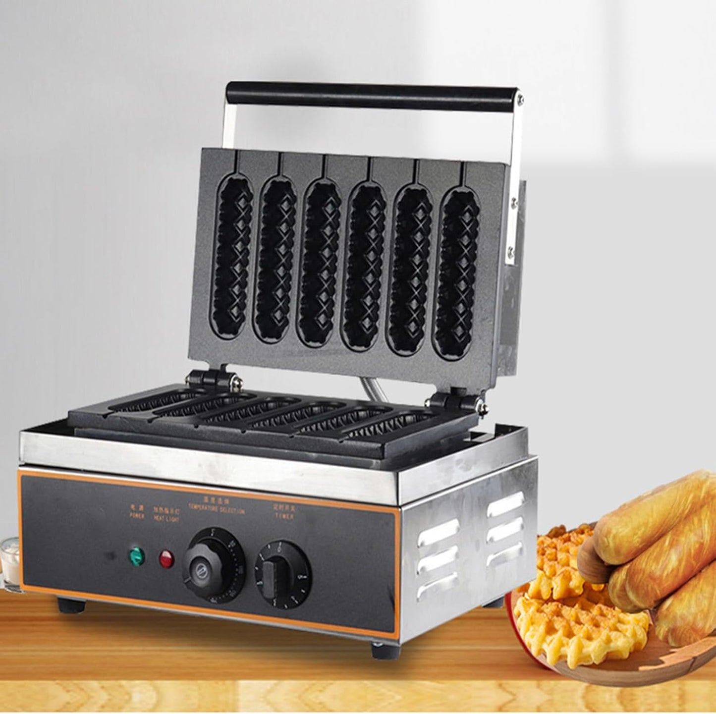 Commercial Six-Grid Crispy Stick Machine, Electric French Muffet Stick Machine Desktop Milk Stick Grilled Sausage Machine