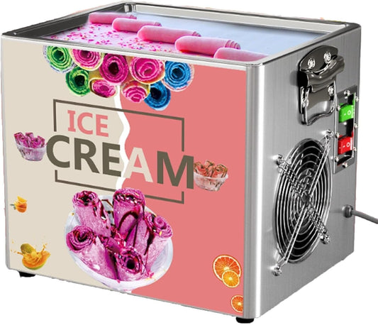 Commercial Square Pan Fried Ice Cream Machine, Fried Yogurt Machine, Rolled Ice Cream Machine,330w Ice Cream Roll Machine, Suitable for Dessert Shops