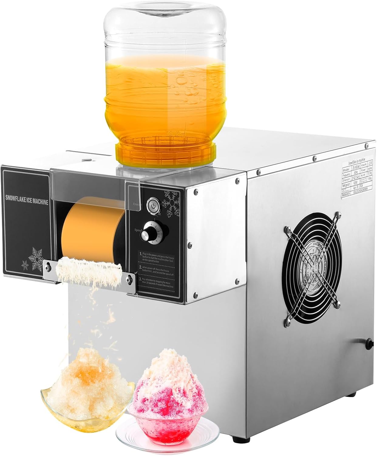 Automatic Electric Ice Shaved Machine, Snowflake Ice Shaver Maker, 140lbs/day, Food Grade Stainless Steel, Commercial Making Machine For Home, Parties, Food Truck, Restaurant, Milktea Shops