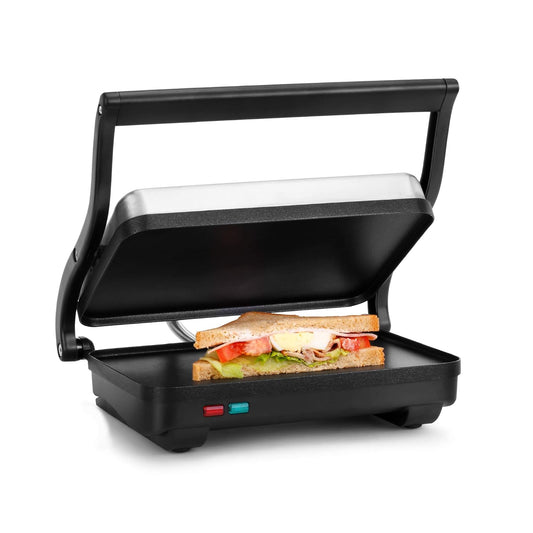 Holstein Housewares Electric Griddle for Toasting Sandwiches, Various Snacks - Black\/Stainless Steel (260 x 170mm)