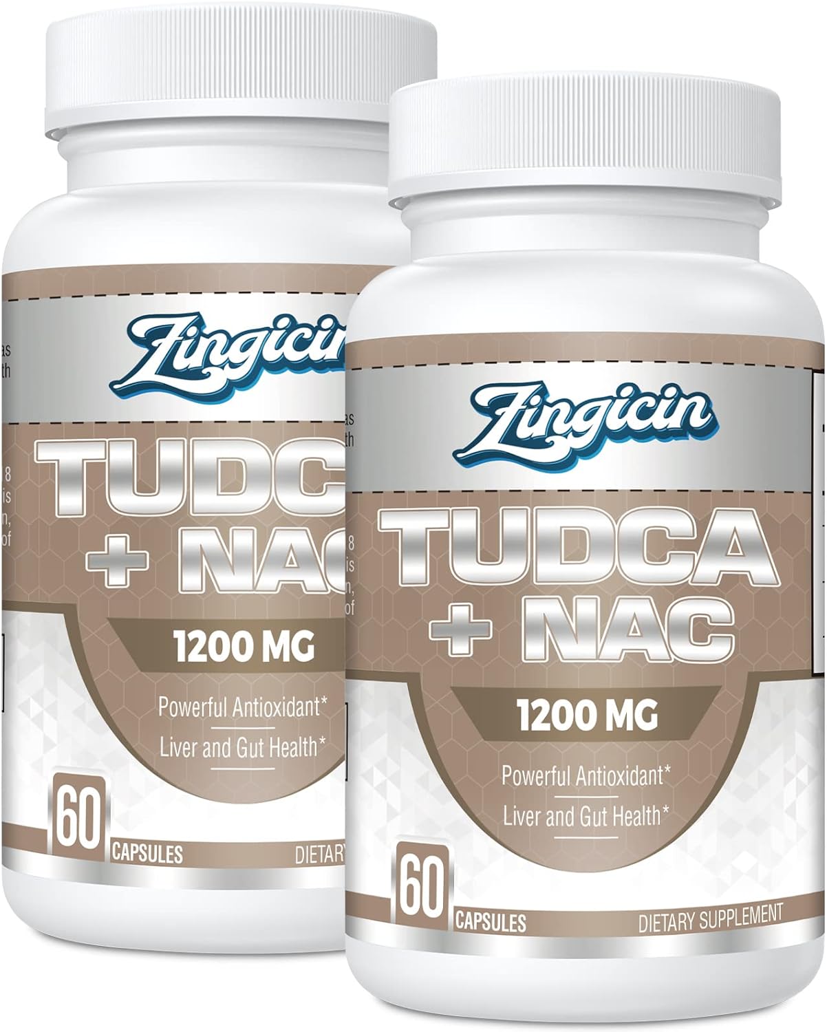 Zingicin TUDCA with NAC Supplement 1200mg - 120 Capsules,Powerful TUDCA Bile Salt Plus N-Acetyl-Cysteine,Antioxidant Supplements for Liver,Digestion