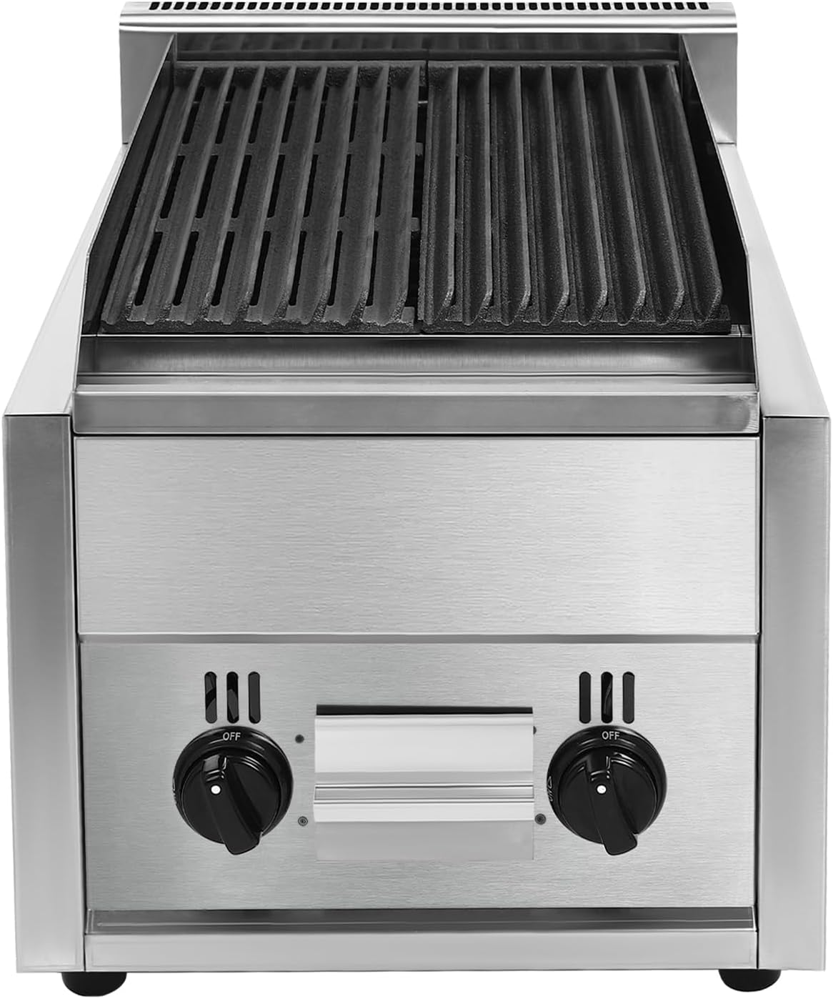 Commercial Countertop Char Broiler Grill 2 Burner Gas & Propane Charbroiler,Adjustable Temperature,Energy-saving and High Efficiency,Stainless Steel Professional Gas Grill