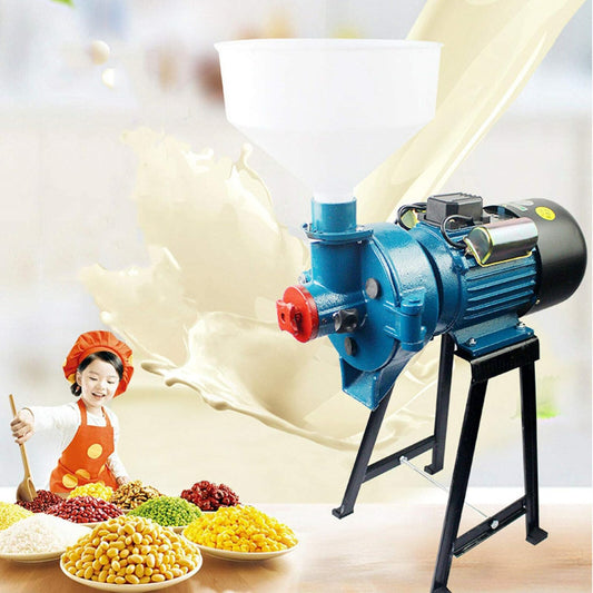 2 In 1 Electric Grinder Machine Wet and Dry 2200W Heavy Duty 110V Electric Mill Dry Grinder Machine for Corn\/Rice\/Wheat\/Grains\/Coffee Beans +Funnel, With a Thickness Regulator (140 Type\/2200W)