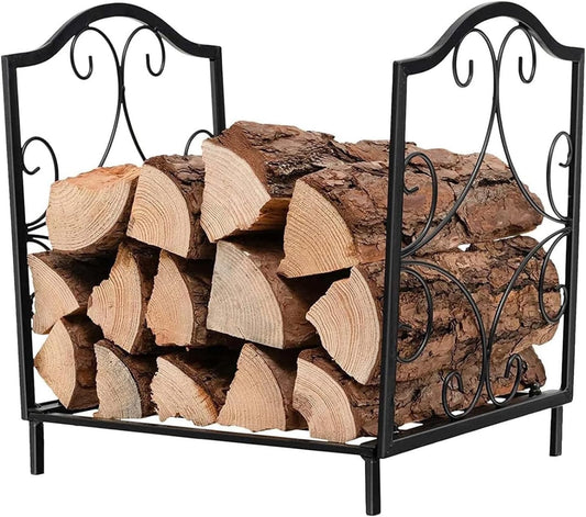 Firewood Rack, Indoor Outdoor Wood Storage Stacking Shelf, Heavy Duty Metal Fireplace Log Holder, 60kg Load Capacity,