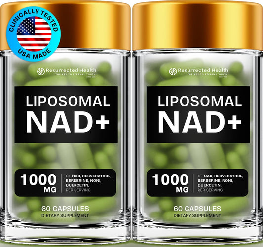 Liposomal NAD Supplements for Women Resveratrol NAD + Supplement w\/Berberine, Quercetin, Noni | Boosts NAD Anti-Aging, Brain Support, Gut Heath - 60 Capsules 2 Packs
