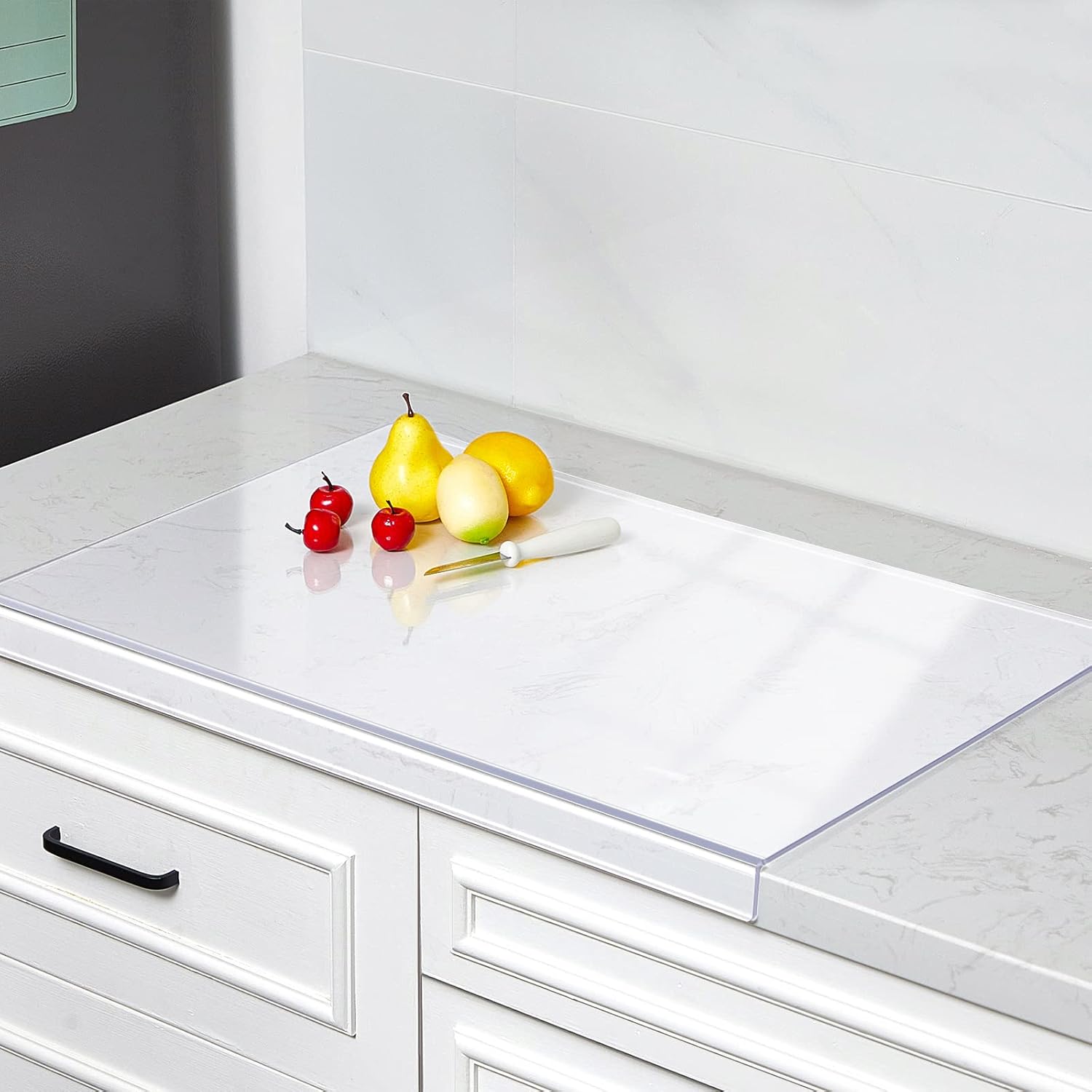Wesiti Large Acrylic Cutting Board with Lip Non Slip 30 x 20 Inch Clear Cutting Board Chopping Acrylic Countertop Protector Cover Shatter Resistant for Home Restaurant Kitchen Sink Stove