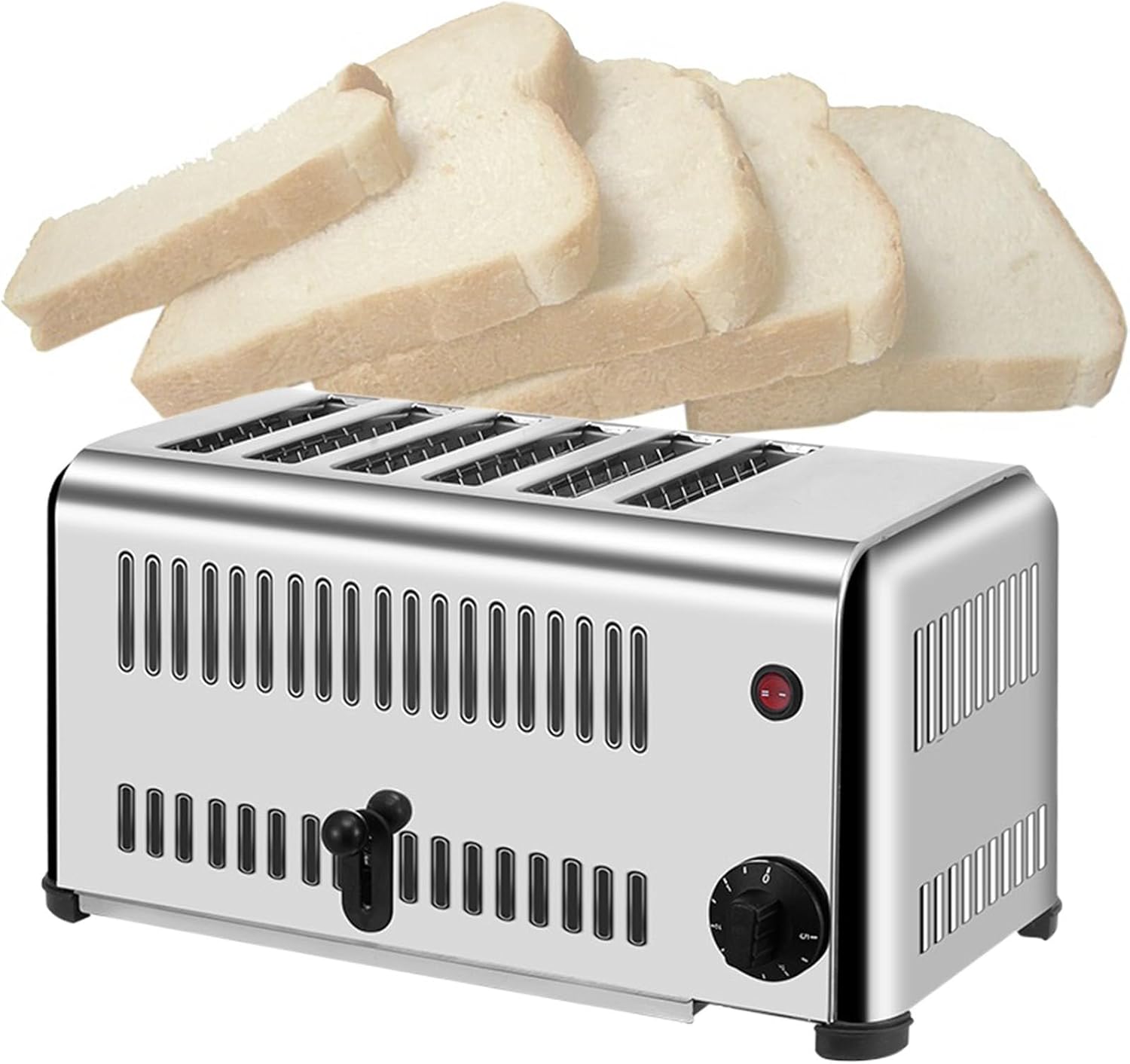 6 Slot Commercial Toaster, 6 Slice Wide Slot Stainless Steel Toaster, for Restaurant and Home Kitchen, with Tray, One-Piece Molding Process (2240W)