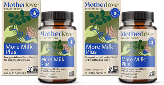 Motherlove More Milk Plus (60 Liquid caps 2 Pack) Fenugreek-Based Lactation Supplement to Support Breast Milk Supply\u2014Non-GMO, Organic Herbs, Vegan, Kosher