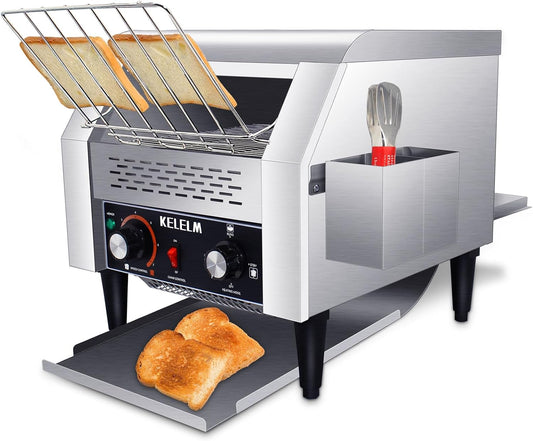 Conveyor Toaster,Commercial Stainless Steel Heavy Duty Toaster,300 Slices for Restaurant Bread Bun Bagel Baked Food,1.9KW