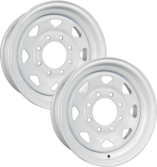 eCustomrim 2-Pack Heavy Duty Equipment Trailer Rims Wheels 16" 16X6 8 Lug White Spoke