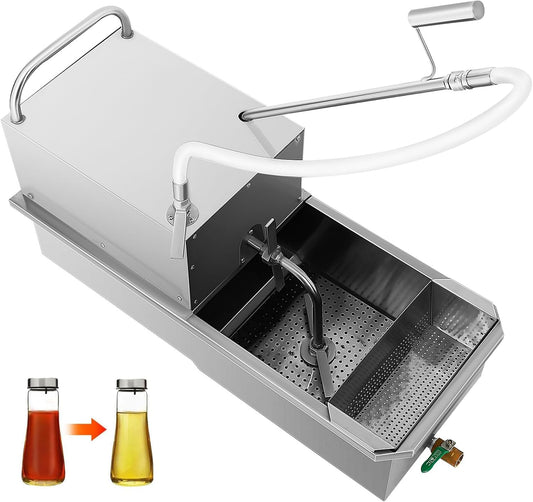 Commercial Mobile Fryer Oil Filter Machine 58L, 550W 110V Stainless Steel Oil Filtration System with Oil Drain Pump & Filter Papers, 30L/min Flow for Restaurant Food Truck Supermarket