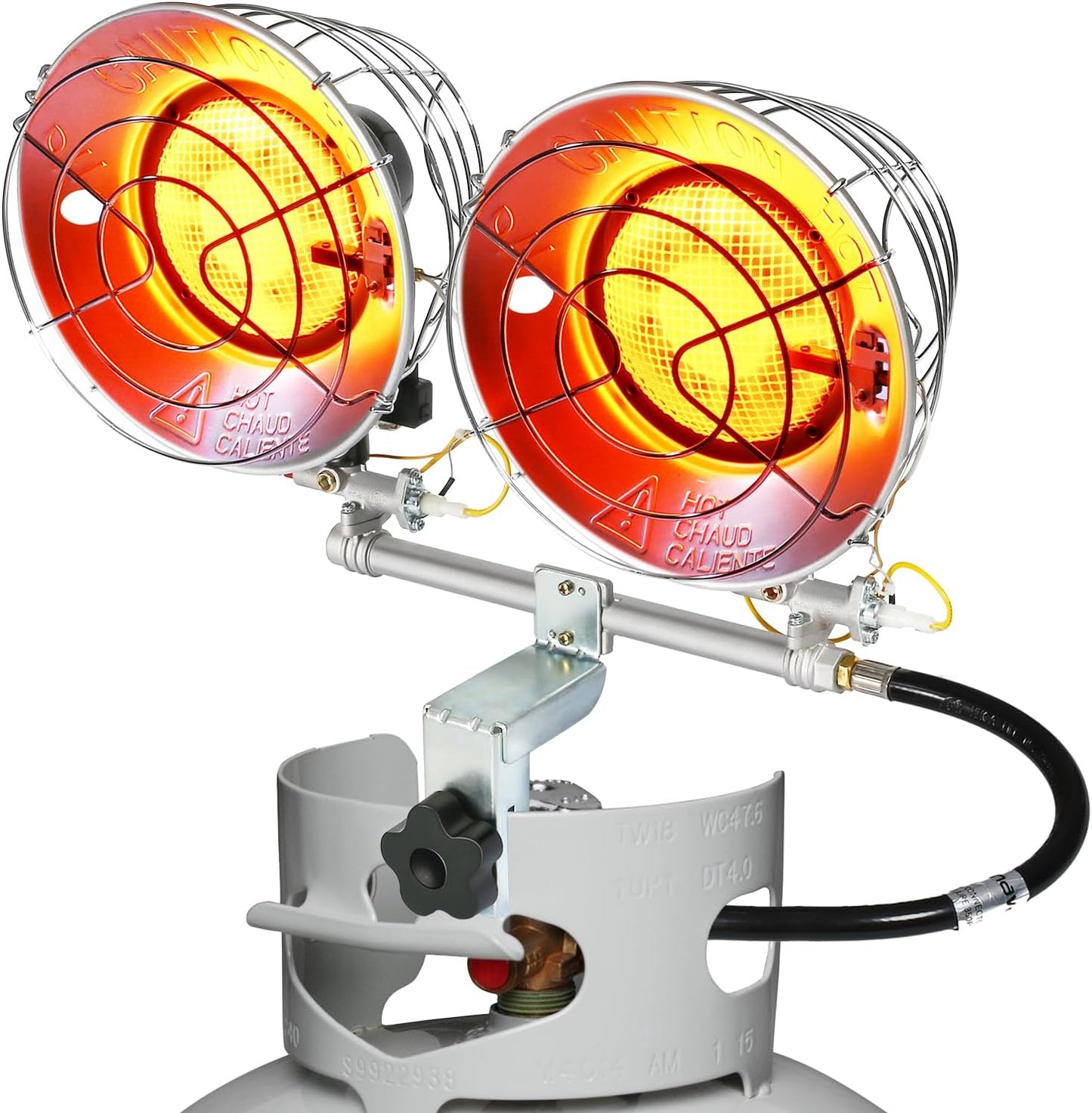 Breeze Touch 30000BTU Tank Top Propane Heater - Outdoor, Dual Heater Head with Safety Shut-Off Valve & Tip-Over Switch, Garage, Tailgating, Camping, Hunting, Fishing, Patio