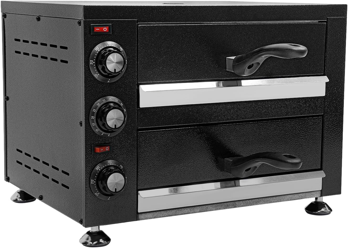 Countertop Pizza Oven 2200W Electric Pizza Ovens Indoor Commercial 2-Tier Pizza Cooker with Timer Multipurpose Pizza and Snack Oven for Home Restaurant, Black