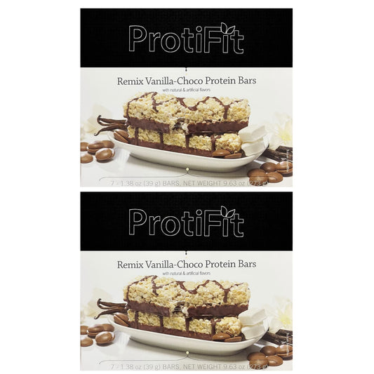 PROTIFIT - Low Calorie Remix Vanilla-Choco Protein Bar 2 Pack, High Protein, 15g Protein, Low Carb, Low Sugar, Ideal Protein Compatible, 7 Servings Per Box, (2 Pack)