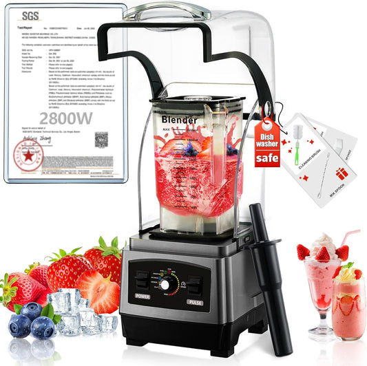 2025 Upgrade Commercial Blender | SGS German Super Motor 2800W| Dishwasher Safe | 6-Piece Japanese Blades, 3-Second Quick Ice Crushing |Quiet Blender for Juices and Smoothies, New