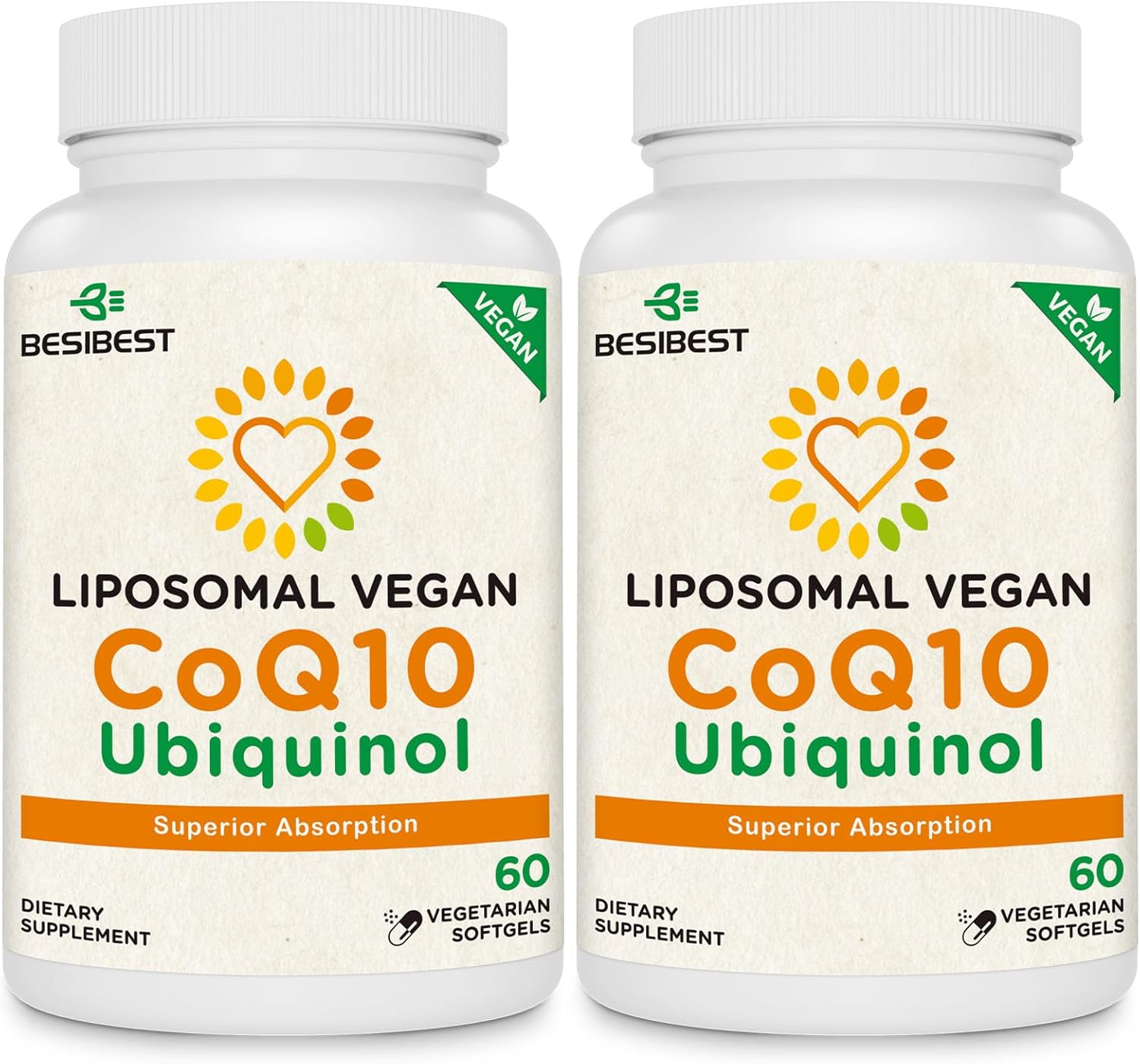 Besibest 1000mg Liposomal CoQ10 Ubiquinol, 120 Vegan Softgels, High Absorption Ubiquinol CoQ10 Supplement, Active Antioxidant Form of Coenzyme Q10 for Heart Function & Energy Production