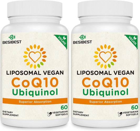 Besibest 1000mg Liposomal CoQ10 Ubiquinol, 120 Vegan Softgels, High Absorption Ubiquinol CoQ10 Supplement, Active Antioxidant Form of Coenzyme Q10 for Heart Function & Energy Production