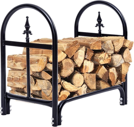 Heavy Duty Firewood Rack Outdoor Log Holder, Space-Saving Metal Wood Storage Organizer For Fi