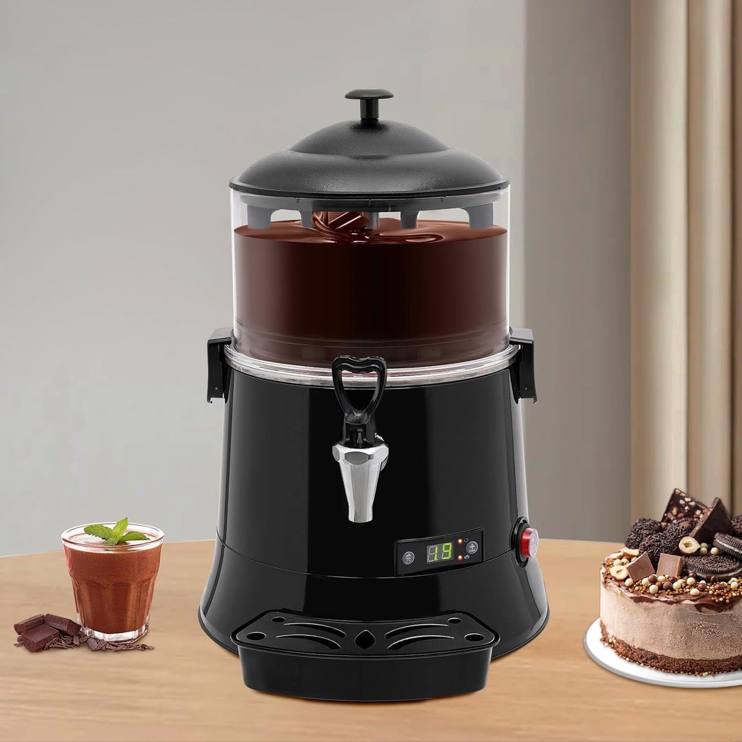 1.32Gallon Hot Chocolate Maker Machine Commercial Chocolate Heating and Mixing Machine with Faucet 110V Electric Chocolate Melting Machine for Heating Chocolate Coffee Milk Tea, Black