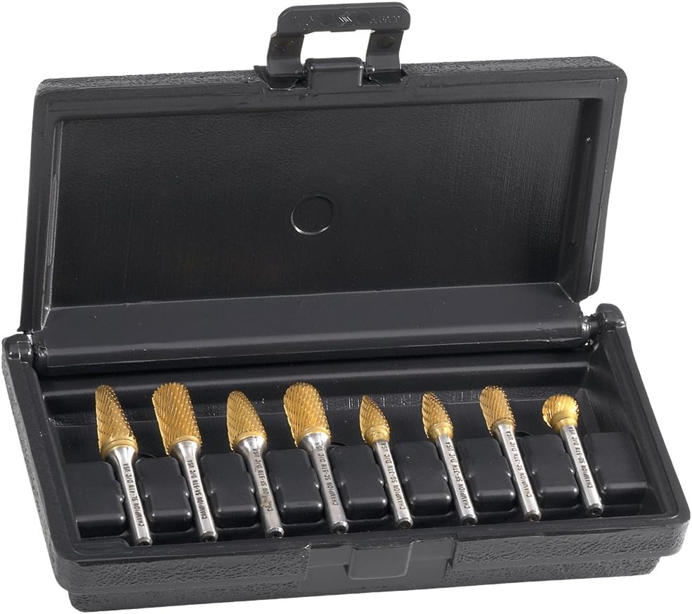 Champion Cutting Tool BK8P-5 Carbide Bur Set (SA5, SC5, SD5, SE5, SF5, SG5, SL4, SM5), Made in USA (8 Piece)