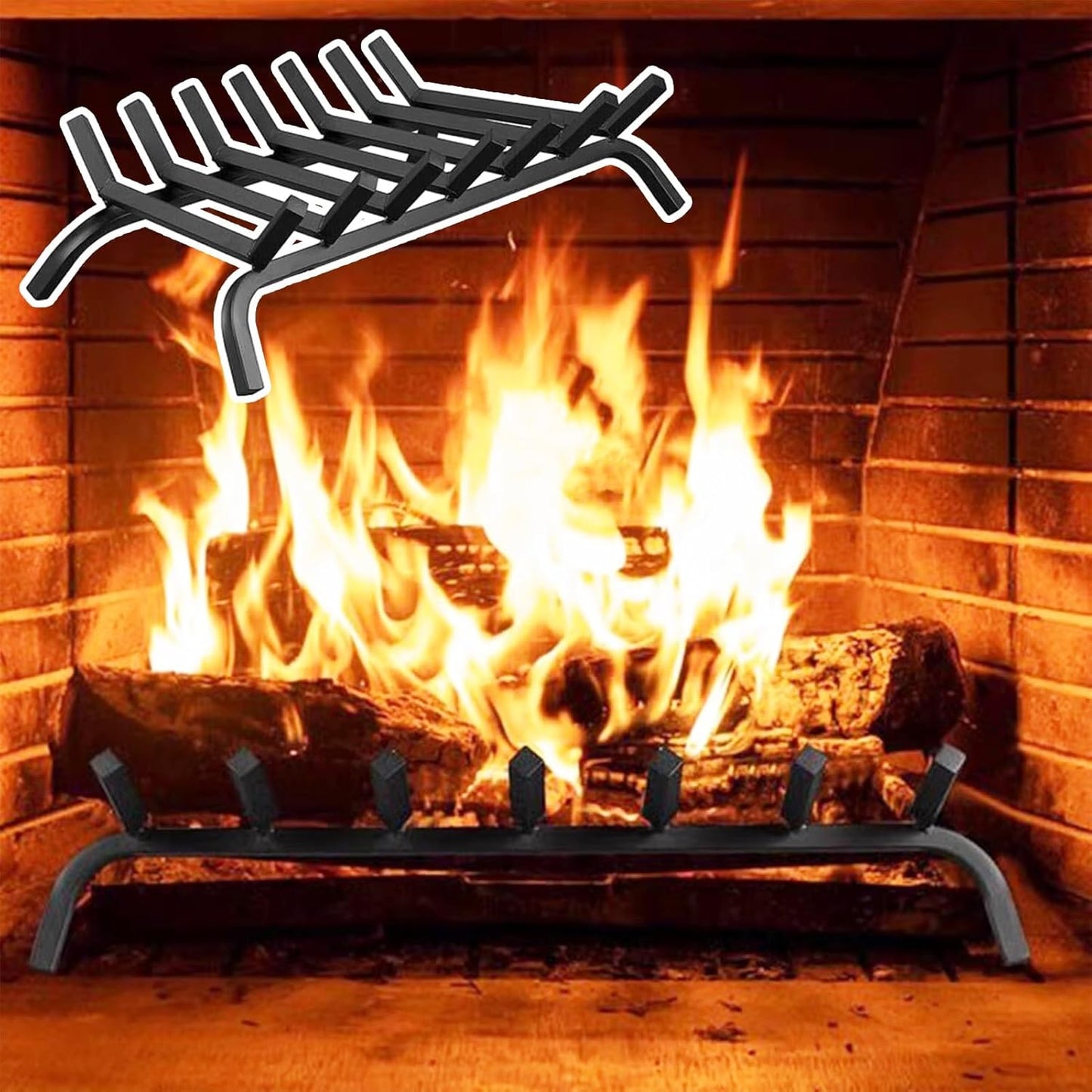 Floor Steel Log Rack Kindling Burning Stand, New Built-in Fireplace Firewood Rack Fire Stand, Indoor Outdoor Fireside/Firepit Firewood Holder