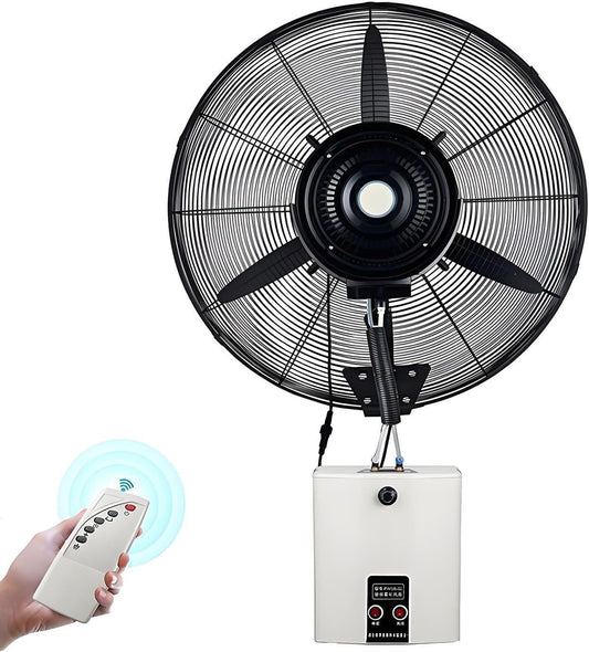 HCZKIUJ Wall Mount Oscillating Misting Fan with Remote, 3 Wind Modes & 15L Water Tank, Ideal for Cooling Industrial Spaces Like Shops and Garages (81cm\/31.9in)
