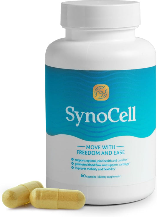 Synocell Glucosamine Chondroitin Complex Back, Neck, and Joint Support Supplement with Boswellia, Quercetin, & MSM - Renew Your Joints from The Inside Out - Move with Freedom and Ease