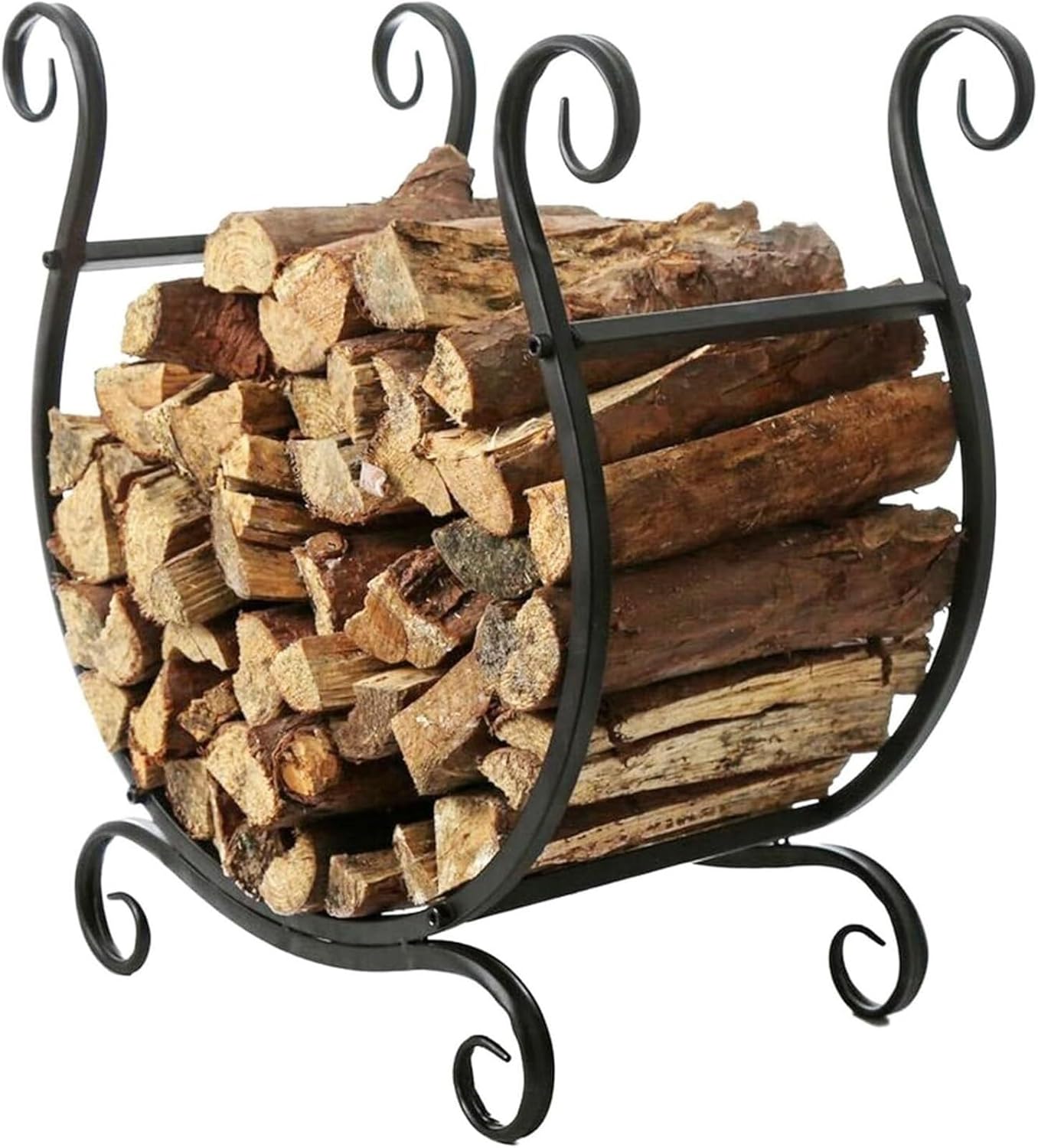 FLDYGMLU Firewood Log Holder Heavy Duty Metal Rack, Indoor & Outdoor Wood Storage Stand For Deck & Yard