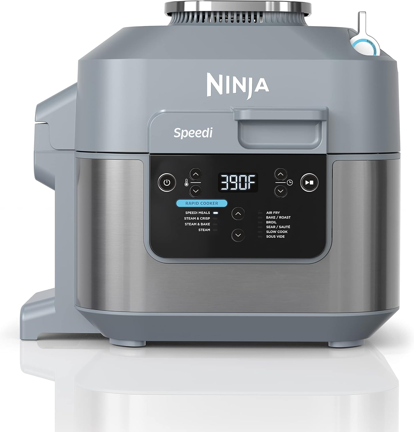 Ninja SF300C Speedi Rapid Cooker & Air Fryer, 6-Quart Capacity, 10-in-1 Functions to Bake, Roast, Sear, Sauté, Slow Cook, Souse Vide & More, 15-Minute Speedi Meals All In One Pot, Sea Salt Grey (Renewed)
