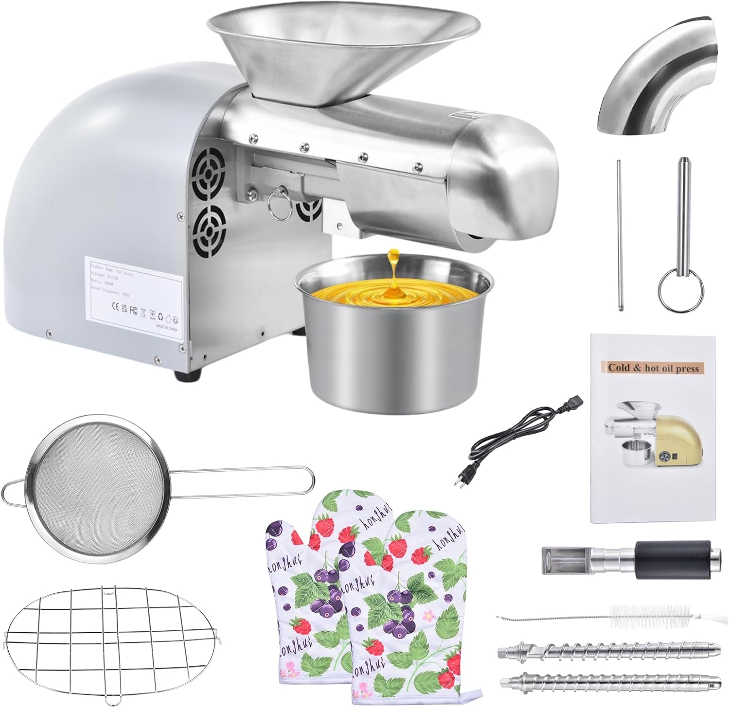 Oil Press,Automatic Oil Presser Extractor | Temperature Control 32?-572?, Cold Hot Press Machine for Household, Home Commercial Use