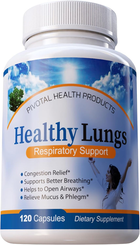 Healthy Lungs 120 Capsules - Improve Lung Function, Breathe Better, Stop Mucus, Phlegm and Allergies Quickly. Get Relief Fast with Healthy Lungs an All Natural Lung Health Supplement