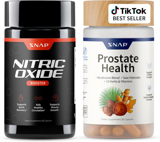 Snap Supplements Prostate Health Support Supplement Bundle with Nitric Oxide Booster \u2013 90 Capsules & 90 Capsules