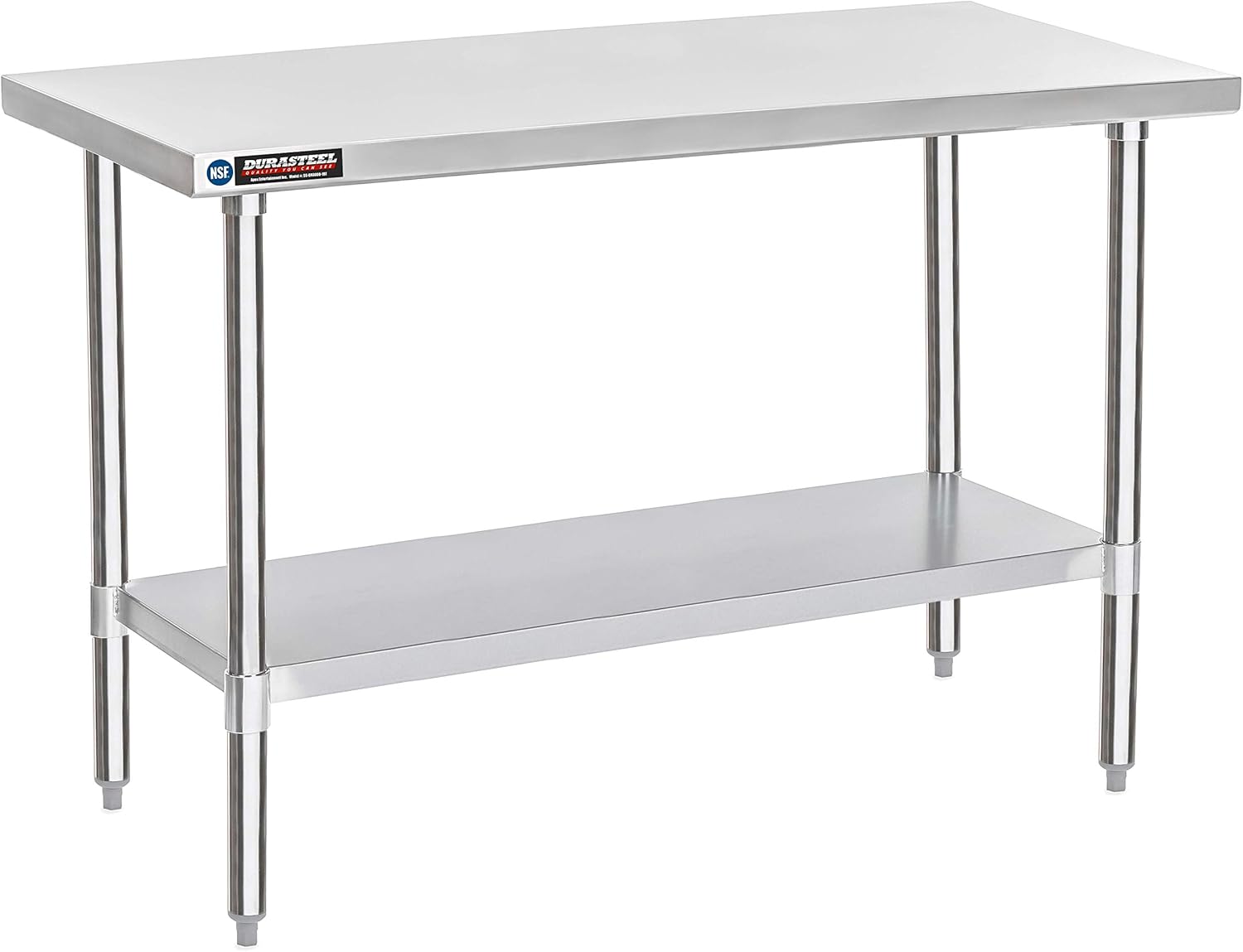 DuraSteel 30x60 Stainless Steel Work Table - NSF Commercial Prep Metal Table - Outdoor Pizza Oven Stand w\/Under Shelf - Kitchen Island Laundry Utility Garage Microwave Stand Large Rolling Storage Cart