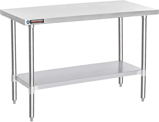DuraSteel 30x60 Stainless Steel Work Table - NSF Commercial Prep Metal Table - Outdoor Pizza Oven Stand w\/Under Shelf - Kitchen Island Laundry Utility Garage Microwave Stand Large Rolling Storage Cart