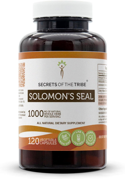 Secrets of the Tribe Solomon's Seal 120 Capsules, 1000 mg, Wildcrafted Solomon's Seal (Polygonatum odoratum) Dried Rhizome (120 Capsules)