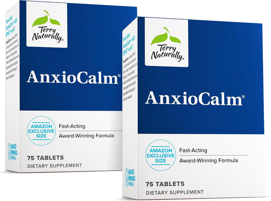 Terry Naturally AnxioCalm - 75 Tablets, Pack of 2 - Fast-Acting, Non-Drowsy, Non-Addictive Formula - Safe for Adults & Children 4+ Years - Non-GMO - 74 Total Servings
