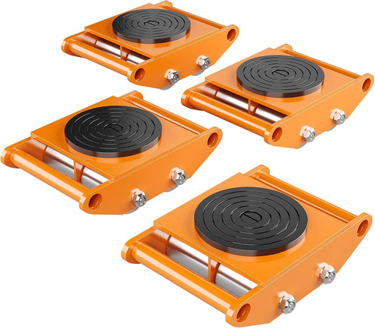 Skate Dolly 4PCS Heavy Duty Machinery Skate Movers\u201312TMoving Dolly with 360°Rotating Cap & Wheels,Equipment Roller Cart for Warehouse,Trailer,Car,Furniture,Appliance