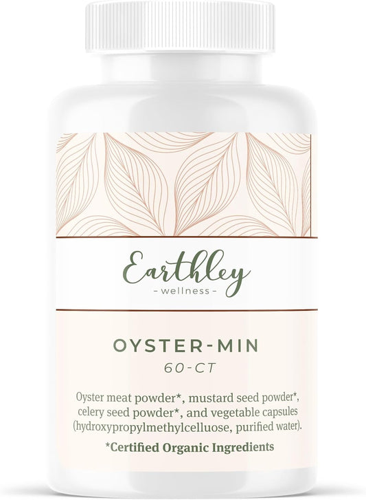 Earthley Wellness, Oyster-Min Capsules, Natural Zinc & Mineral Supplement, Promotes Energy & Mood, Rich in Antioxidants & Amino Acids, 100% Pure & Bioavailable (60 Capsules)