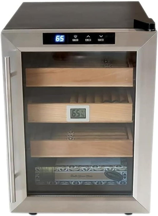 Prestige Import Group Clevelander Thermoelectric Cooler Humidor - Up to 250 Capacity - Color: Black w/Stainless Steel Door