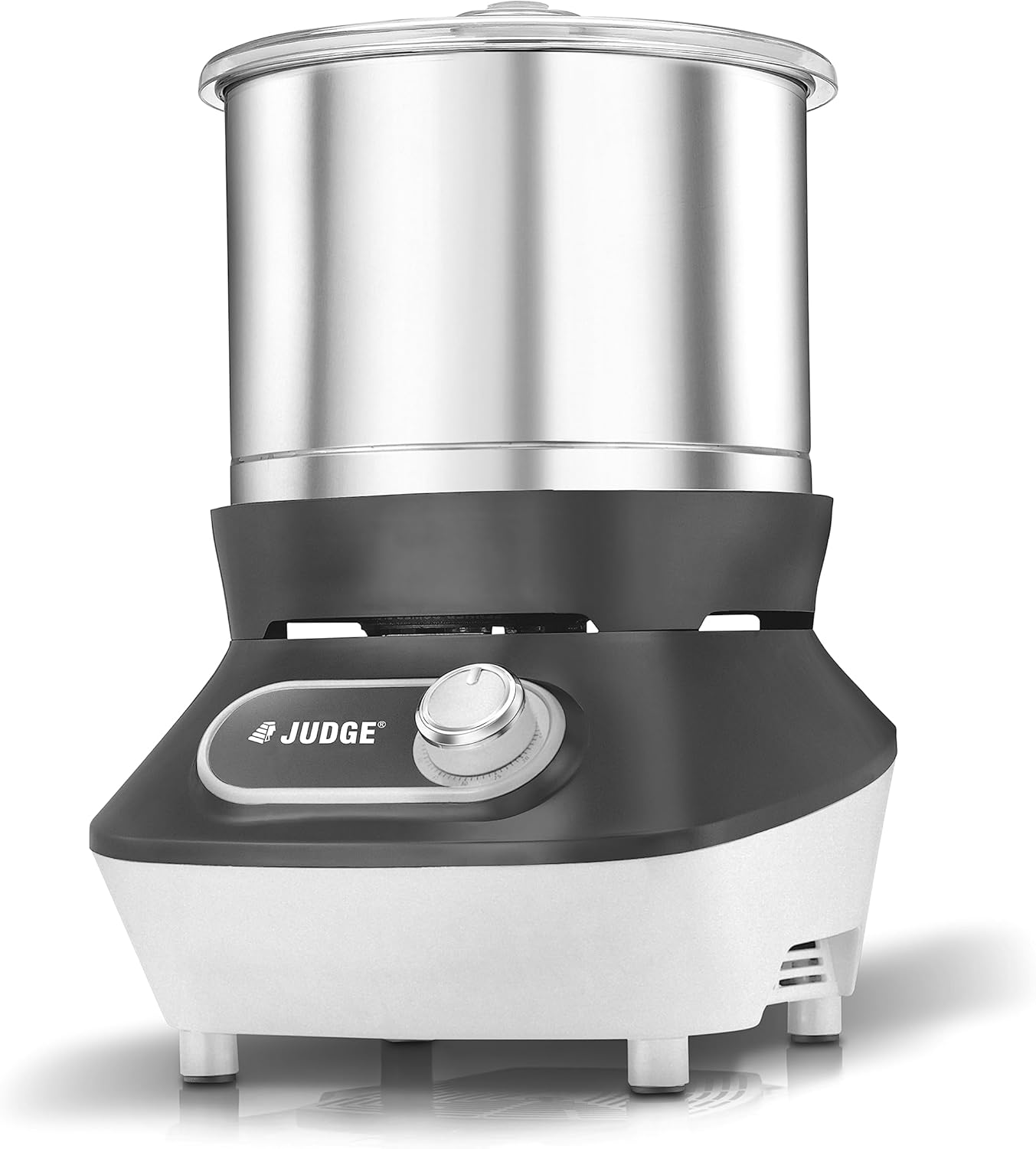 Judge By Prestige Vertical Wet Grinder with Stainless Steel Drum, Coconut Scraper and Atta Kneader Attachments, 200 Watt, 110V (Grey & White)