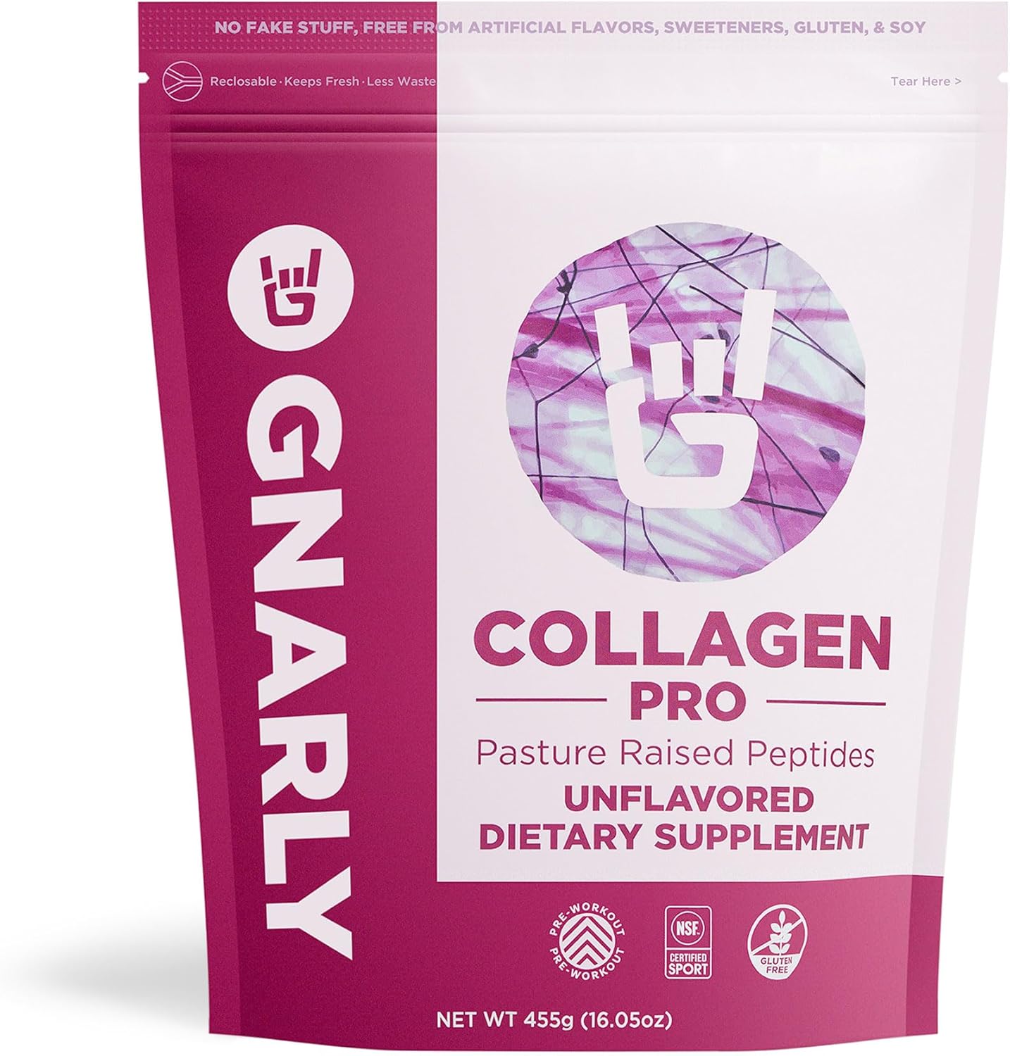 Gnarly Nutrition Collagen Peptides \u2013 Gnarly Collagen Pro with Vitamin C, Zinc & Copper \u2013 NSF Sport Certified, Protein Synthesis Vitamin Powder \u2013 Unflavored, 16.05 oz (30 Servings)