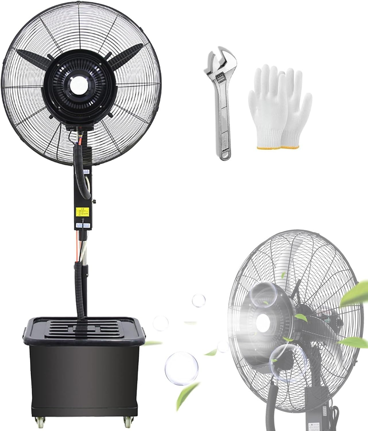 Industrial Misting Fan for Patio,Outdoor Mister Fan,3 Speeds Personal Cooling Fans,Large Mist Fan Commercial Water Misting Fans with 43L Bucket,26in\/30in(380W\/30in)