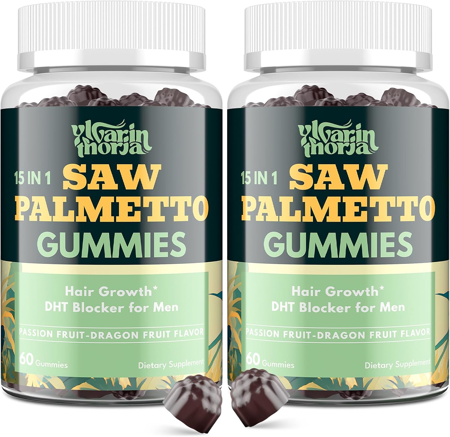 Saw Palmetto Gummies for Men \u2013 600mg Extra Strength DHT Blocker with Biotin, Pumpkin Seed \u2013 Supports Prostate Function, Urinary Flow & Hair Regrowth Supplement, 60 Passionfruit-Dragonfruit Gummies