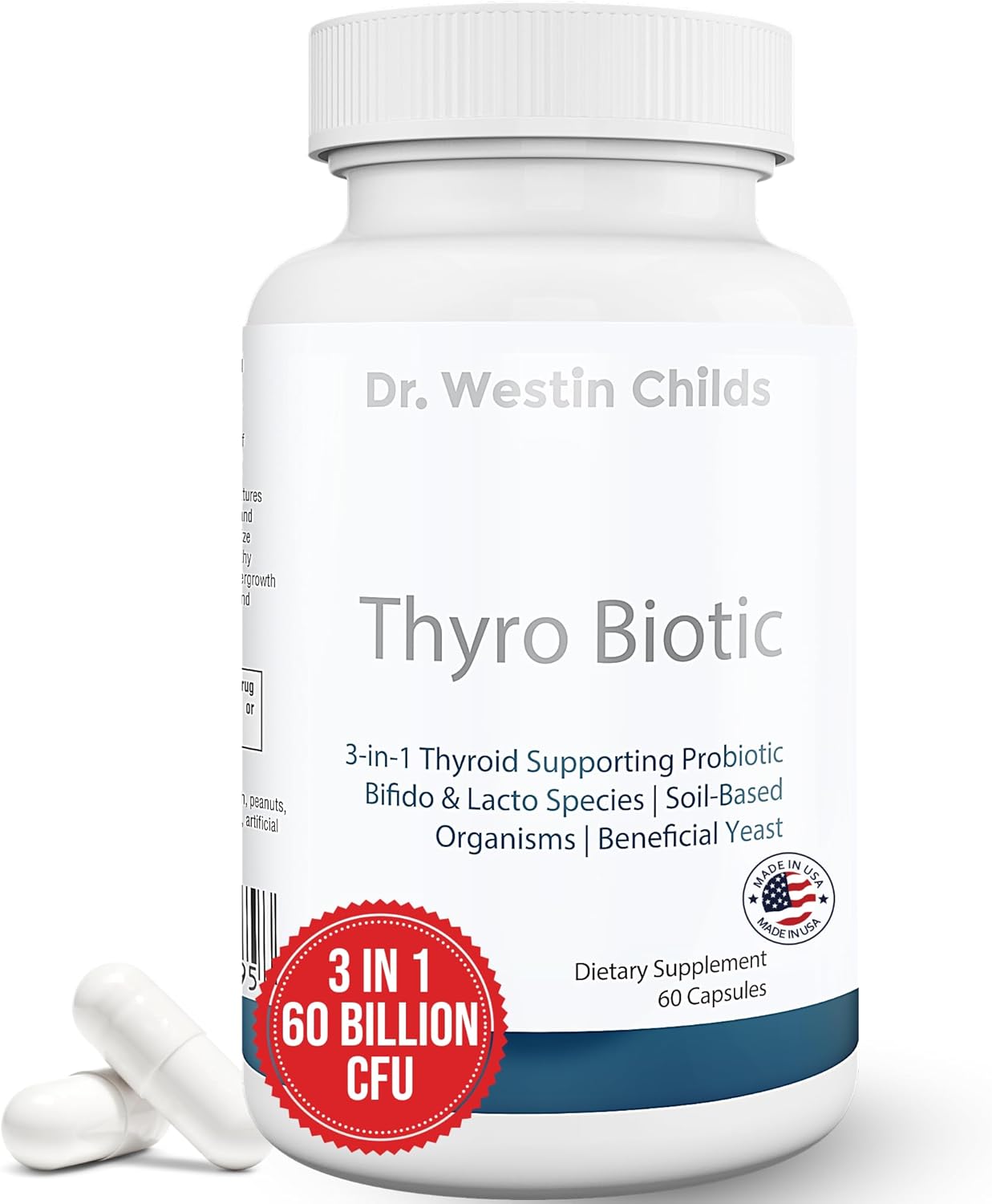 Dr. Westin Childs Thyro Biotic | Probiotic for Women - Support Thyroid, Digestive Health & Hormones | Saccharomyces boulardii, Bacillus coagulans, lactobacillus & bifido 60 Billion CFU | 30 Servings