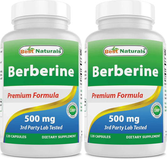Best Naturals Berberine 500mg 120 Capsules - Supports Immune Function, Cardiovascular & Gastrointestinal Function (120 Count (Pack of 2))