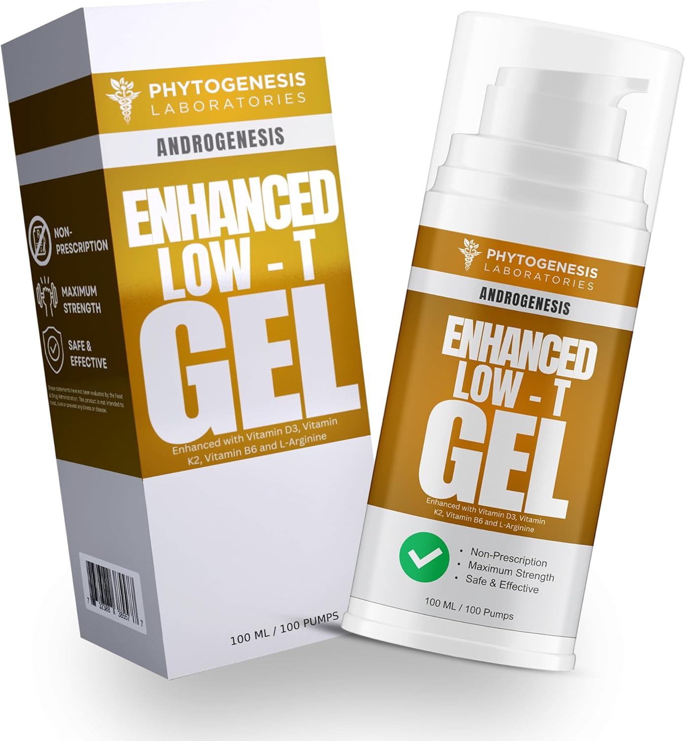 ANDROGENESIS Enhanced Formula \u2013 Low T Support Gel \u2013 T Booster for Men \u2013 Muscle Recovery, Energy Booster, Healthy Aging \u2013 Now with Vitamins D3, K2, B6 and L-Arginine