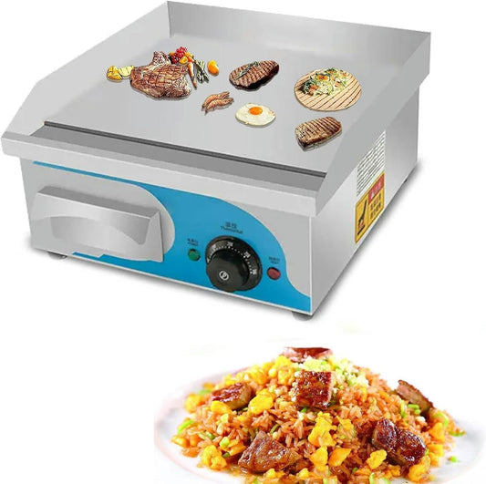 BTURYT Electric Griddles, Large Electric Griddle Hot Cooking Plate, 220-240V Commercial Stainless Steel Efficient Nonstick Adjustable Countertop Hot Plate BBQ Grill for Barbecue Omelette Fried Food