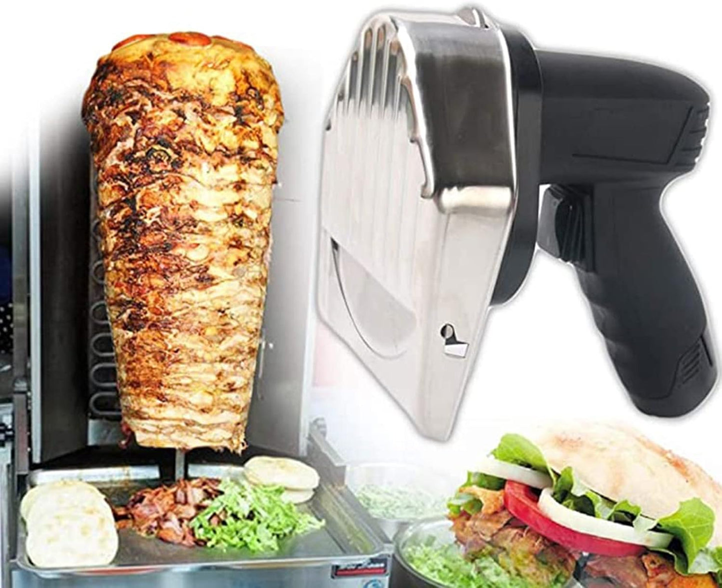 Wireless Electric Barbecue Slicer,Electric Shawarma Doner Kebab Knife,Sliced Meat Gyros Knife,Adjustable Thickness Professional Commercial/Home Barbecue Knife,B (B)
