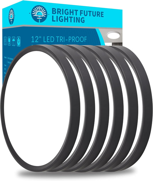 6pack 12 Inch Flush Mount Ceiling Light, 24w Led Ceiling Light, 3000k\/4000k\/6000k Selectable 2520lm Ceiling Lights, Super Slim Led Light Fixture for Bedroom Kitchen Living Dining Room Office (Black)