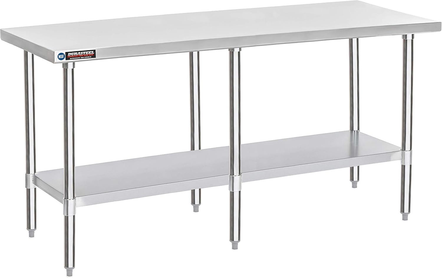 DuraSteel 24x84 Stainless Steel Work Table - NSF Commercial Prep Metal Table - Outdoor Pizza Oven Stand w\/Under Shelf - Kitchen Island Laundry Utility Garage Microwave Stand Large Rolling Storage Cart